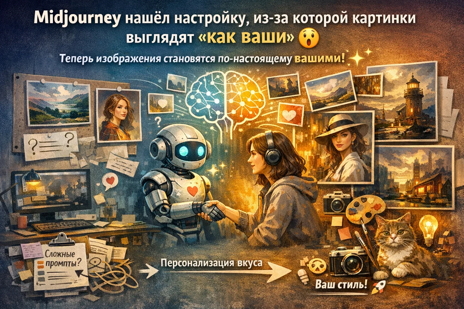 Midjourney наконец-то нашёл настройку, из‑за которой картинки выглядят “как ваши” 😮