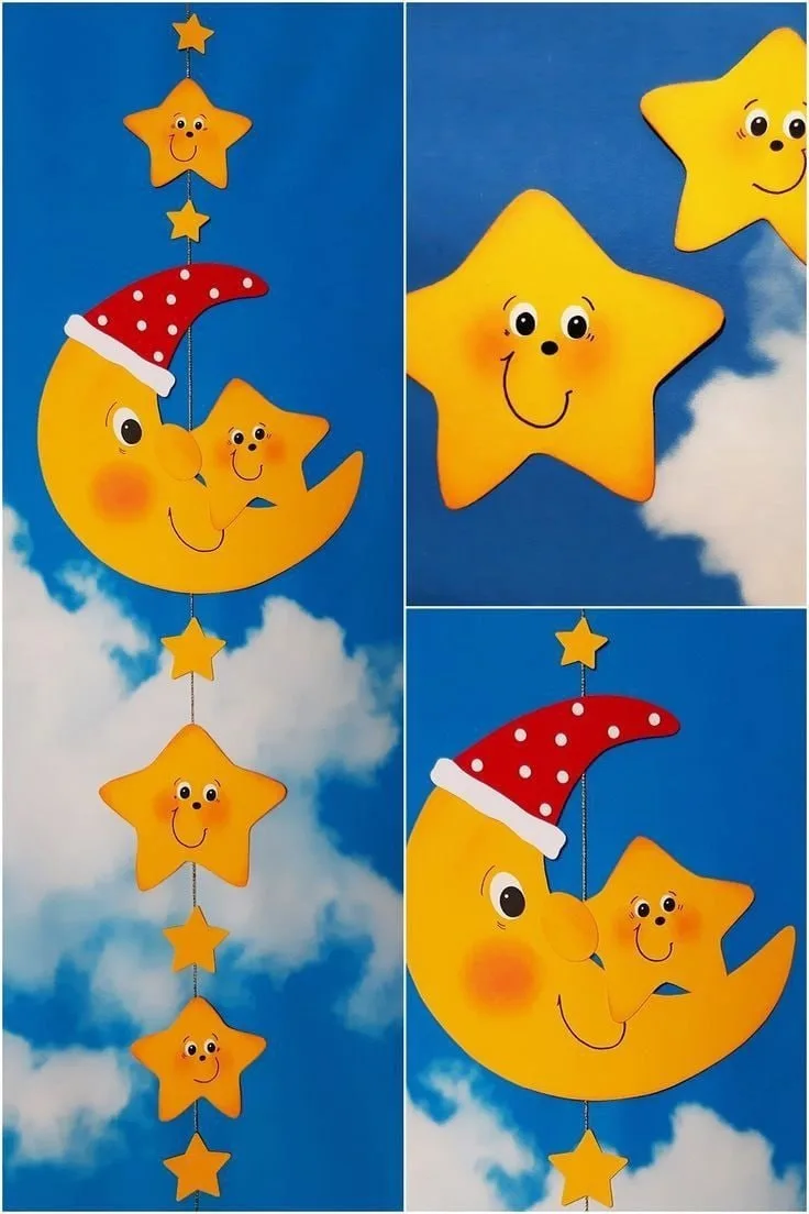 Мобиль "Месяц и звёзды" для спальни дома или в детском саду 🌟