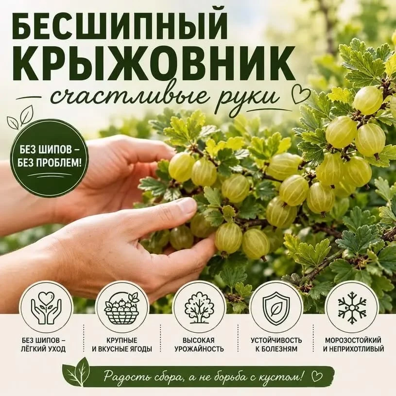 Бесшипный крыжовник: радость сбора, а не борьба с кустом! 🟢

Вспомните, как обычно выглядит сбор кр