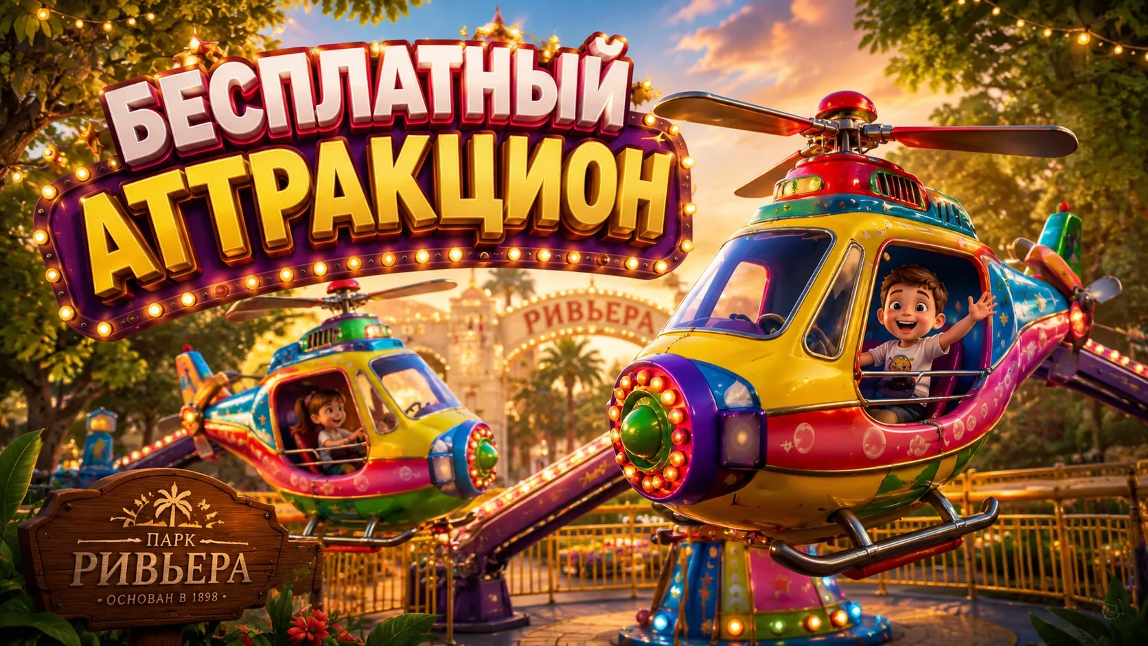✨2 ДНЯ БЕСПЛАТНЫХ катаний на аттракционе “ВЕРТОЛЕТЫ”😍