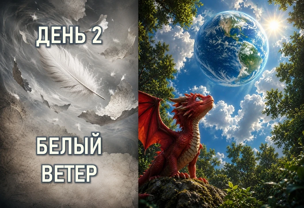 День 2. Белый Ветер
Игра Цолькин "Спасти Драконыша"
Утро. Дракон пробует звучать...
--------
Вчера т