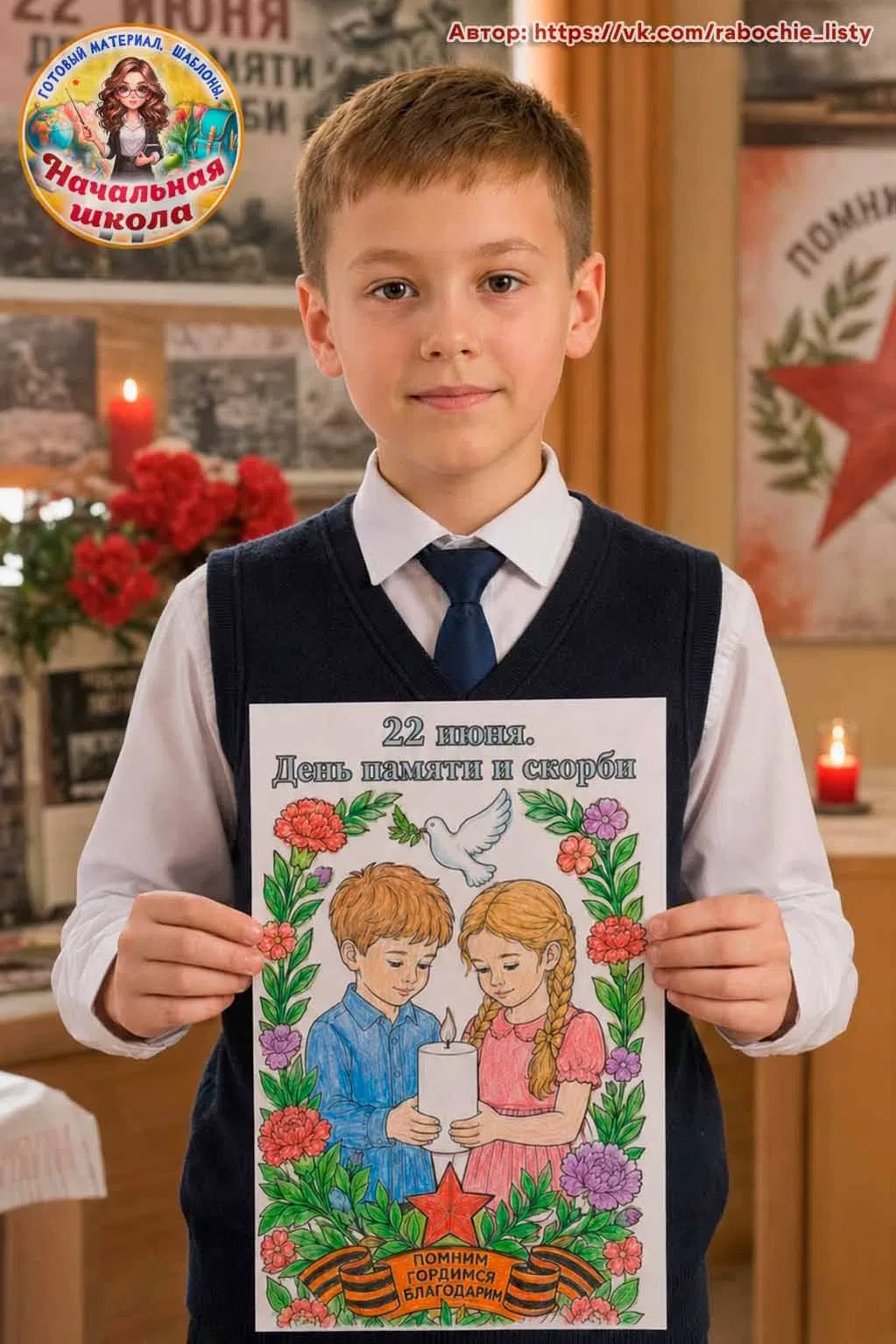 Раскраска ко Дню памяти и скорби 22 июня🕯️
Начальная школа. К уроку готовы! 

Сказать "СПАСИБО" мож