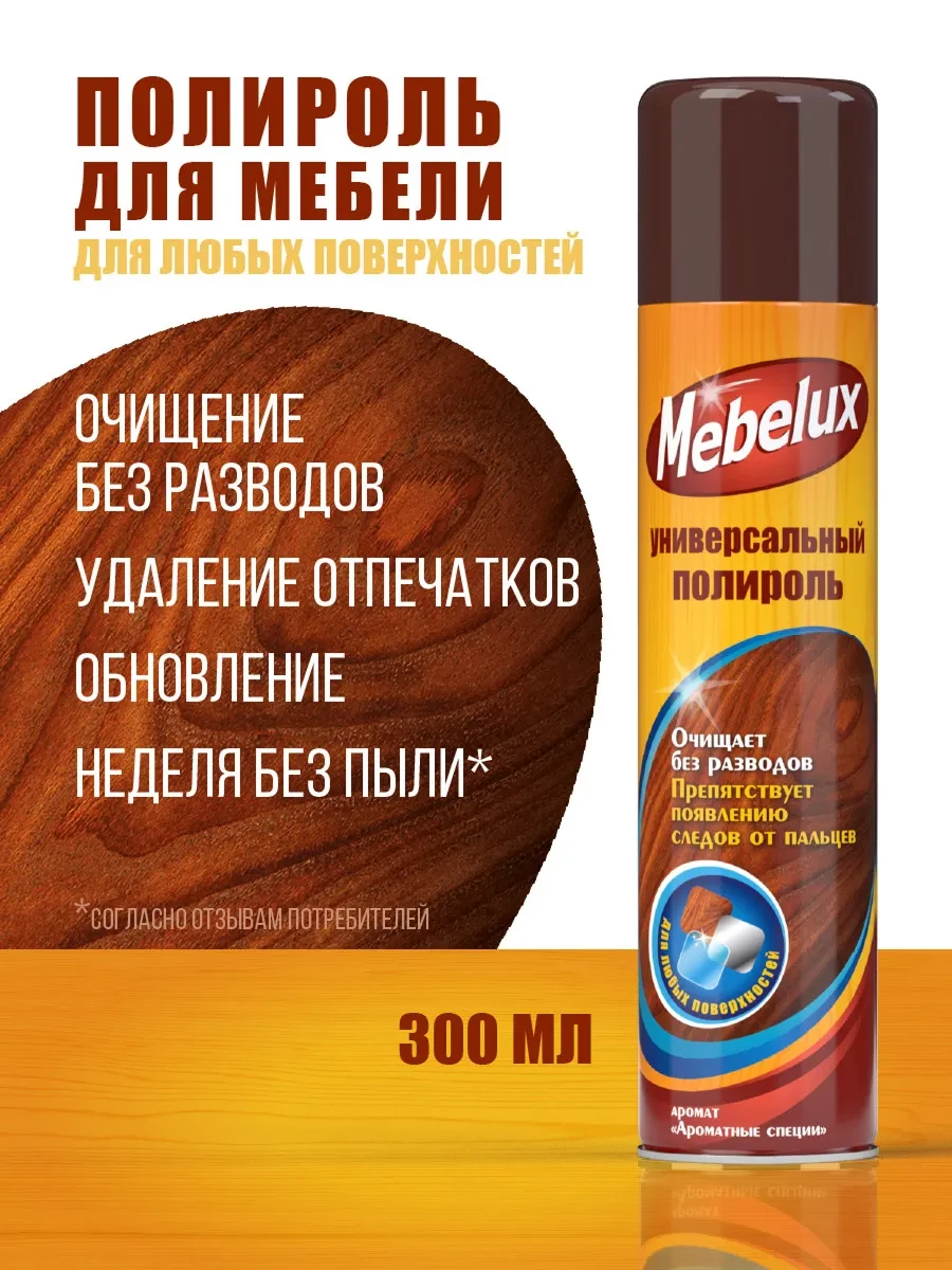 ⚡️ Полироль для мебели и пластика антипыль 300 мл, Mebelux