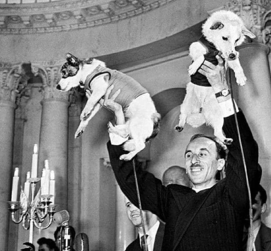 Легендарные космонавты Белка и Стрелка после успешного завершения орбитального полета вокруг Земли. 
