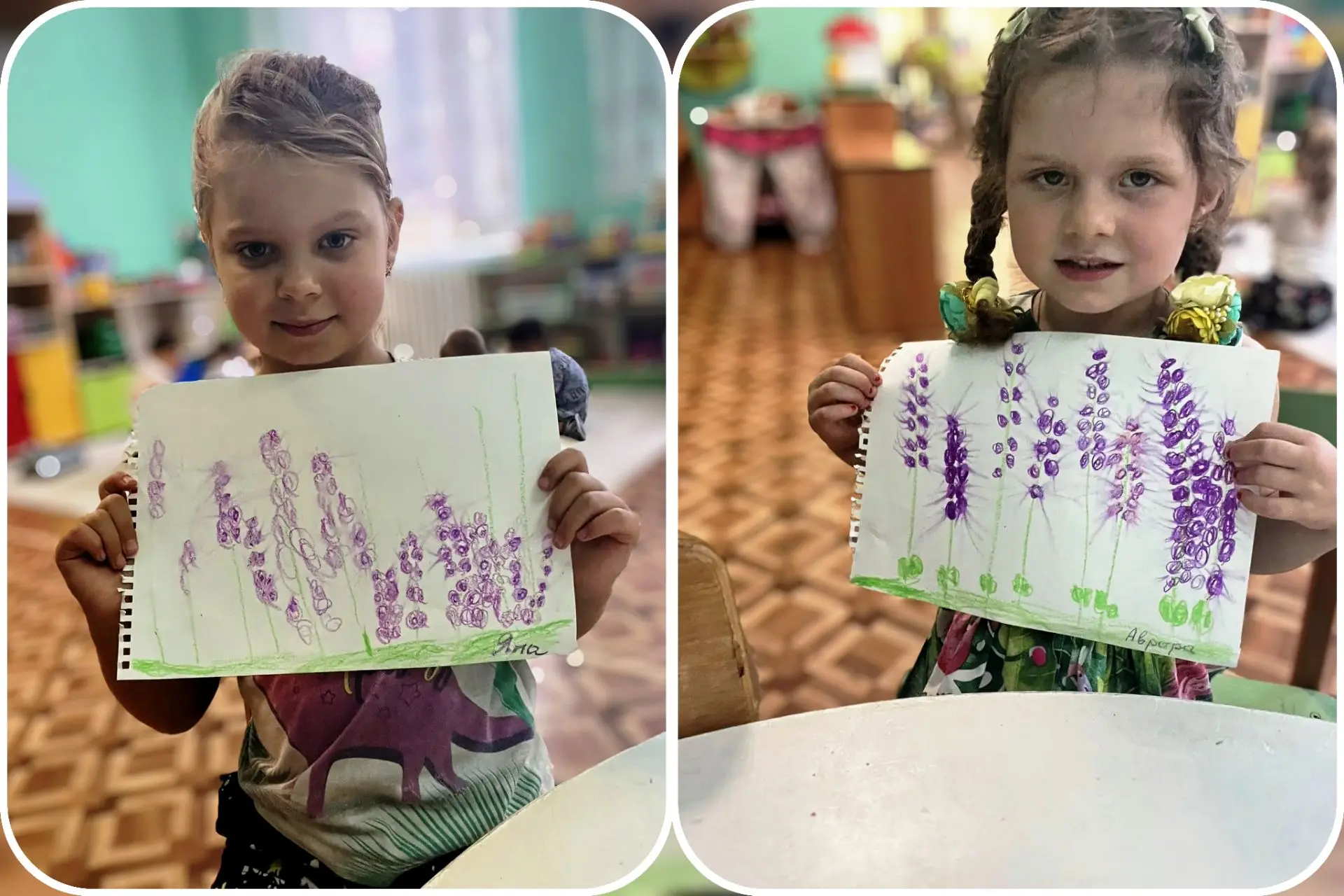Ребята из групп № 3 и № 4 рисовали дельфиниумы простыми карандашами — и у каждого цвето...