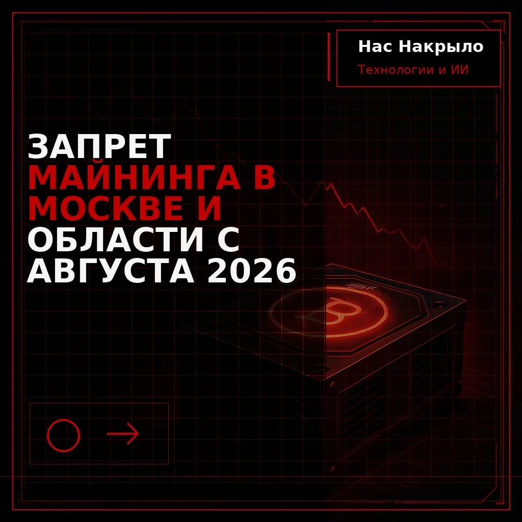 Запрет майнинга в Москве и области с августа 2026

С 15 августа 2026 года по 31 декабря 2032-го в Мо