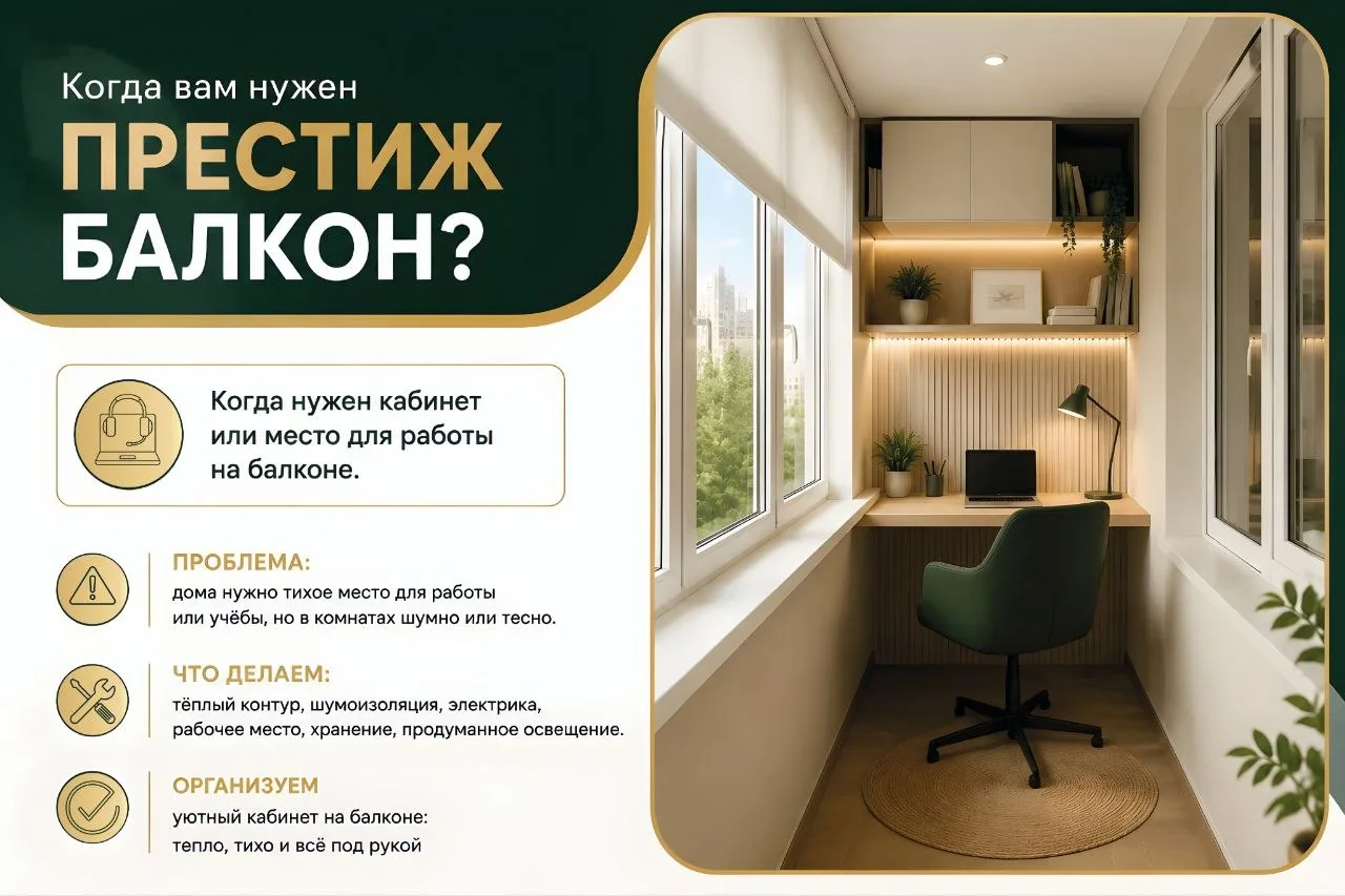 Карточка №1 - Когда нужен кабинет или место для работы на балконе.