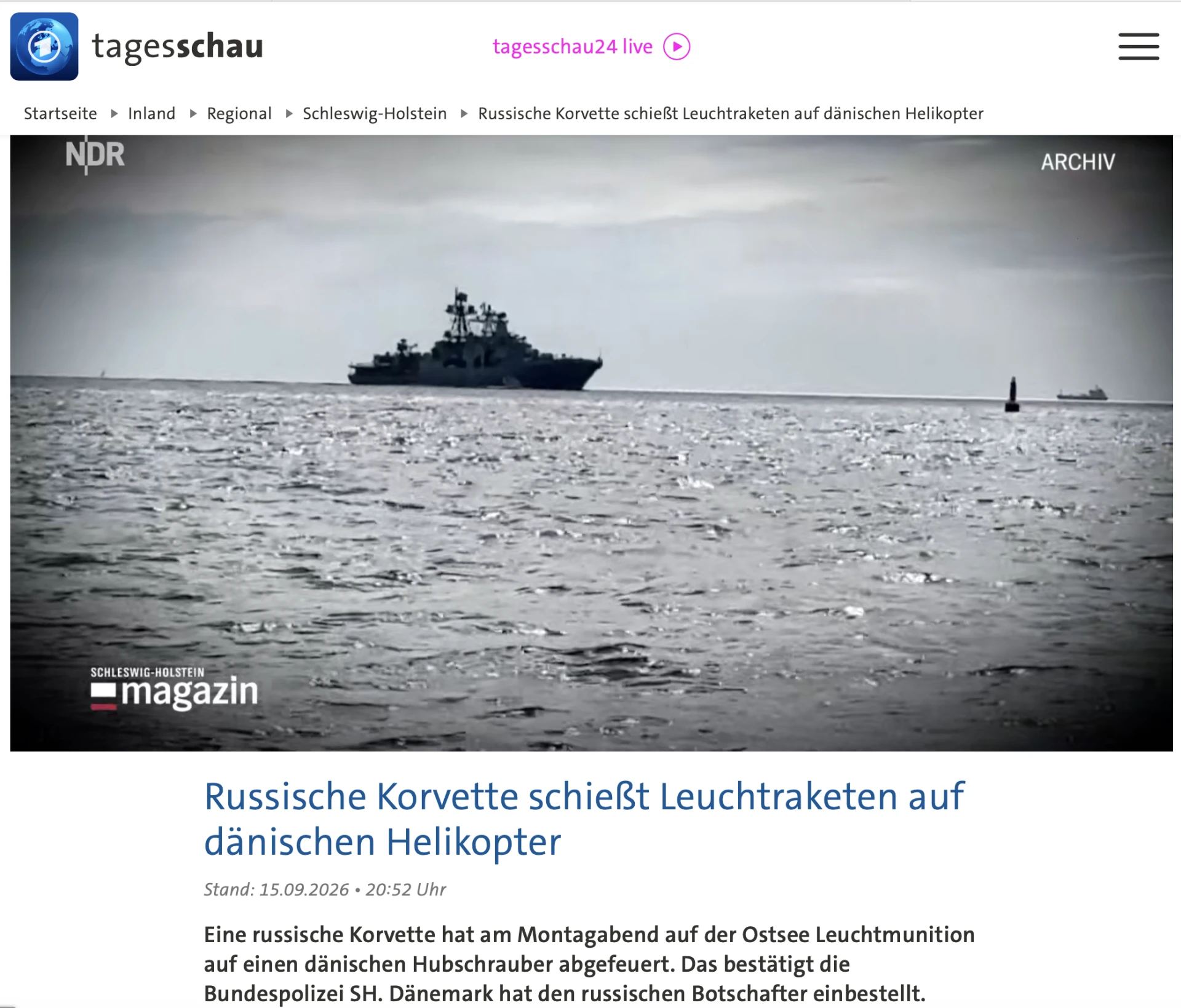 Немецкая Tagesschau поправляется сама и поправляет своих коллег по поводу того, что дат...
