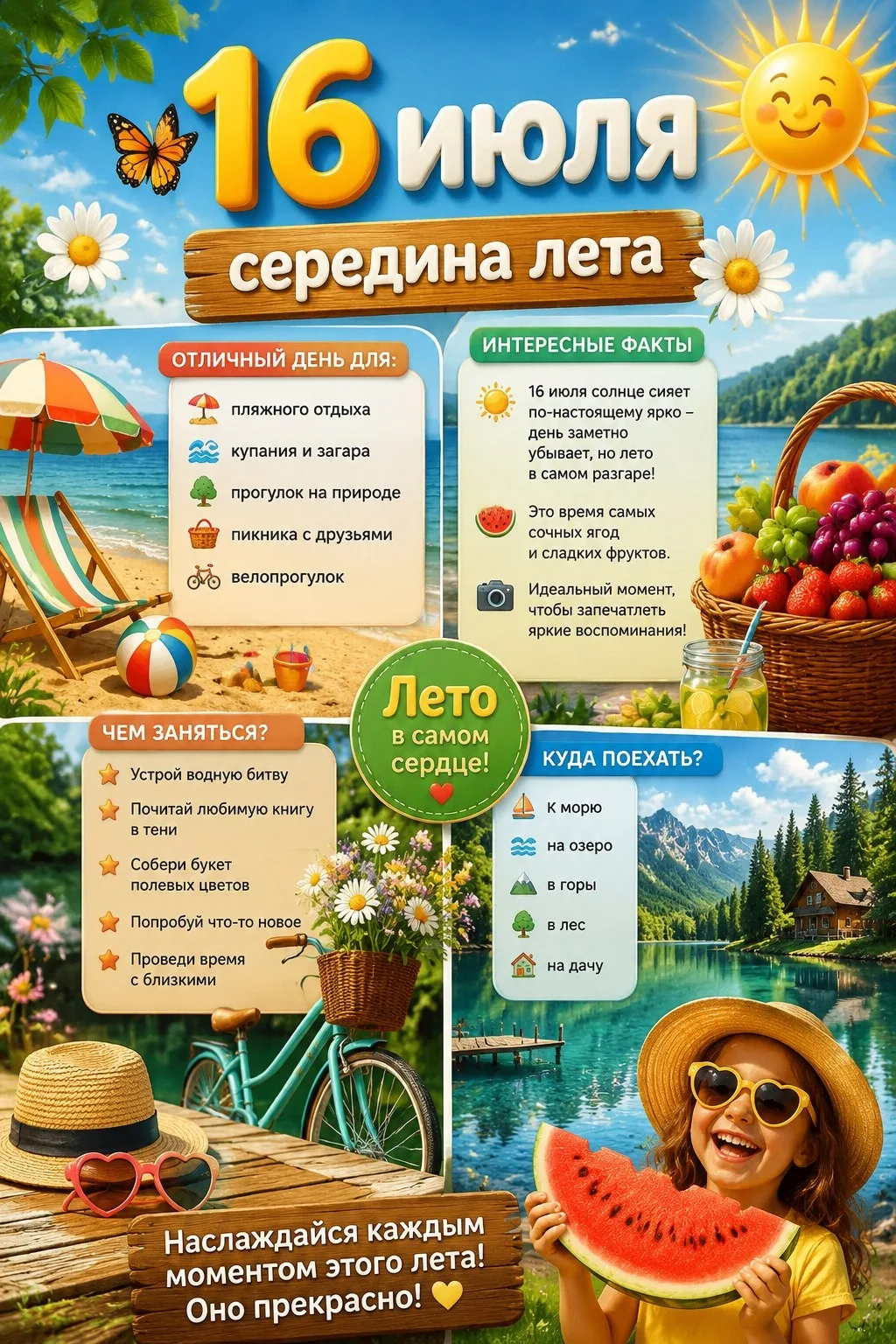 ☀️ Середина лета — 16 июля! ☀️