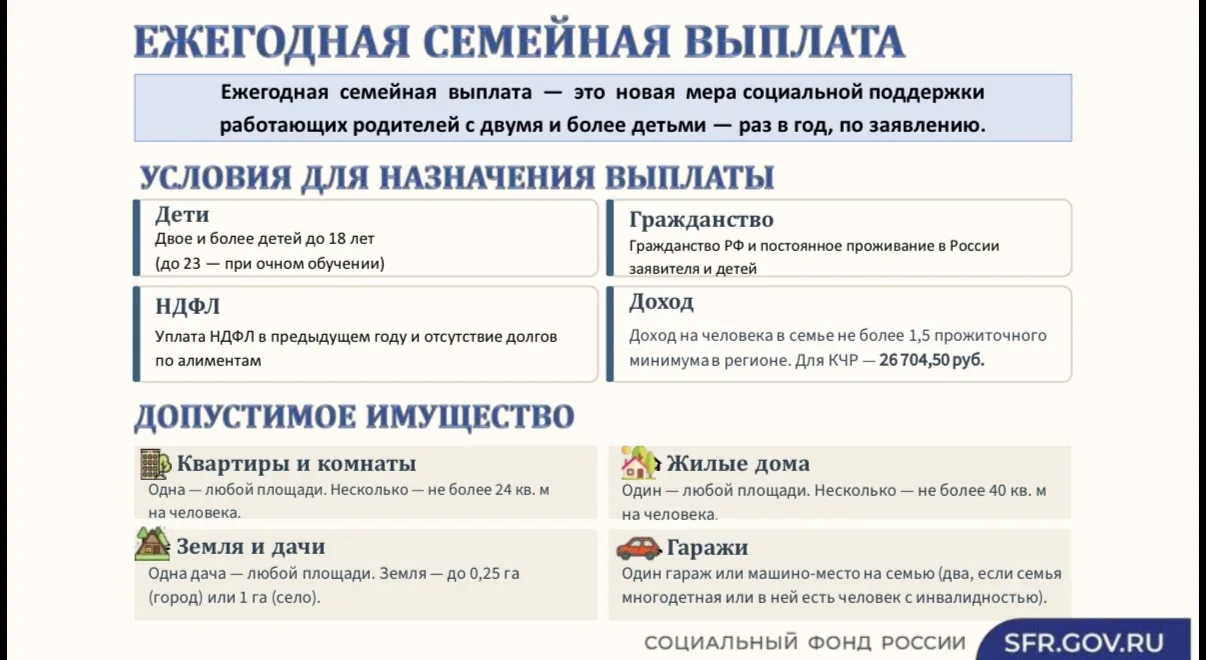👨‍👩‍👧‍👦 В России начала действовать новая мера поддержки семей с детьми — ежегодная...