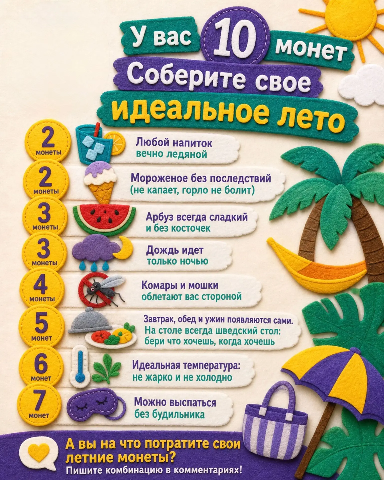 Соберите свое идеальное лето!

#Детскийсад13КарамелькагВладимир #учись33