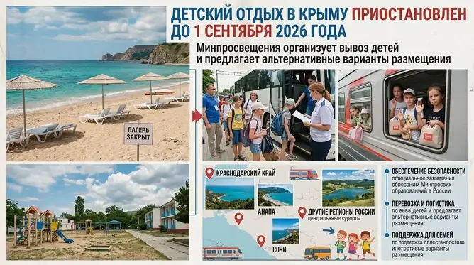 Крым закрыл детский отдых до 1 сентября. 

С 11:00 22 июня в республике запрещено бронирование, приё