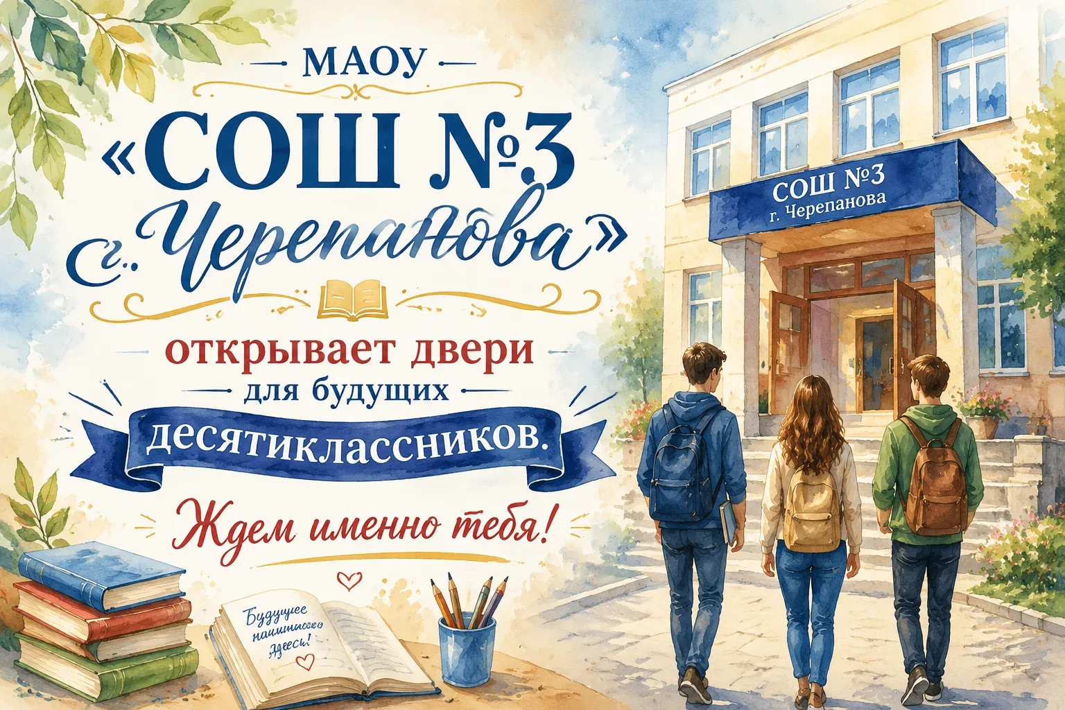 Куда пойти после 9-го? 🤔 
А мы знаем ответ!👇

МАОУ "СОШ №3 г. Черепанова" открывает двери для буду