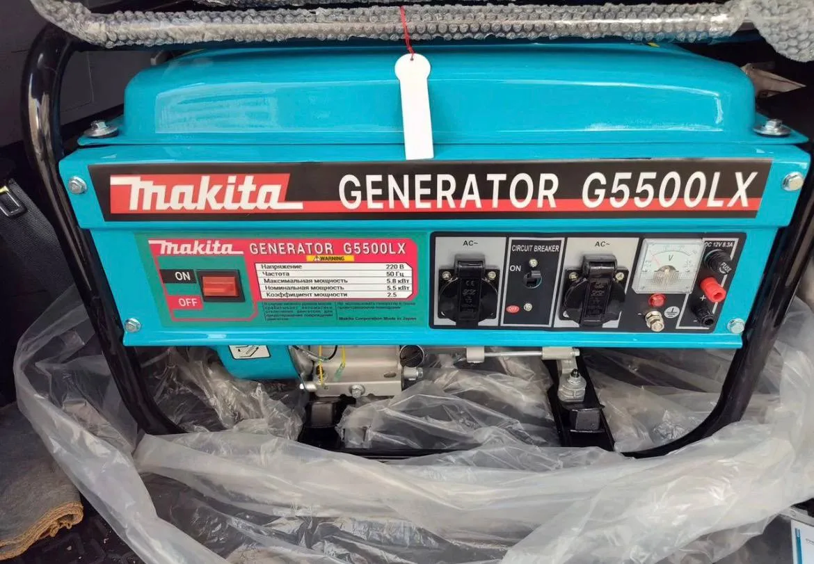 Бензиновый генератор Makita G5500LX

— Мощность:
• Максимальная до ~5,5 кВт.  
• Номинальная при 220