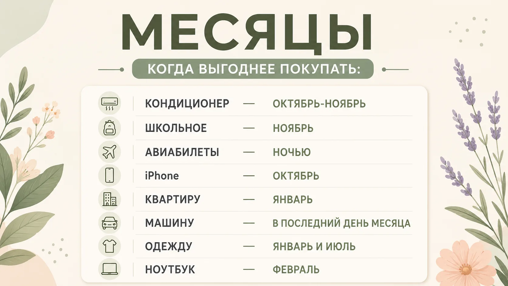 🛍 В Сети собрали шпаргалку, когда покупка разных товаров может обойтись дешевле