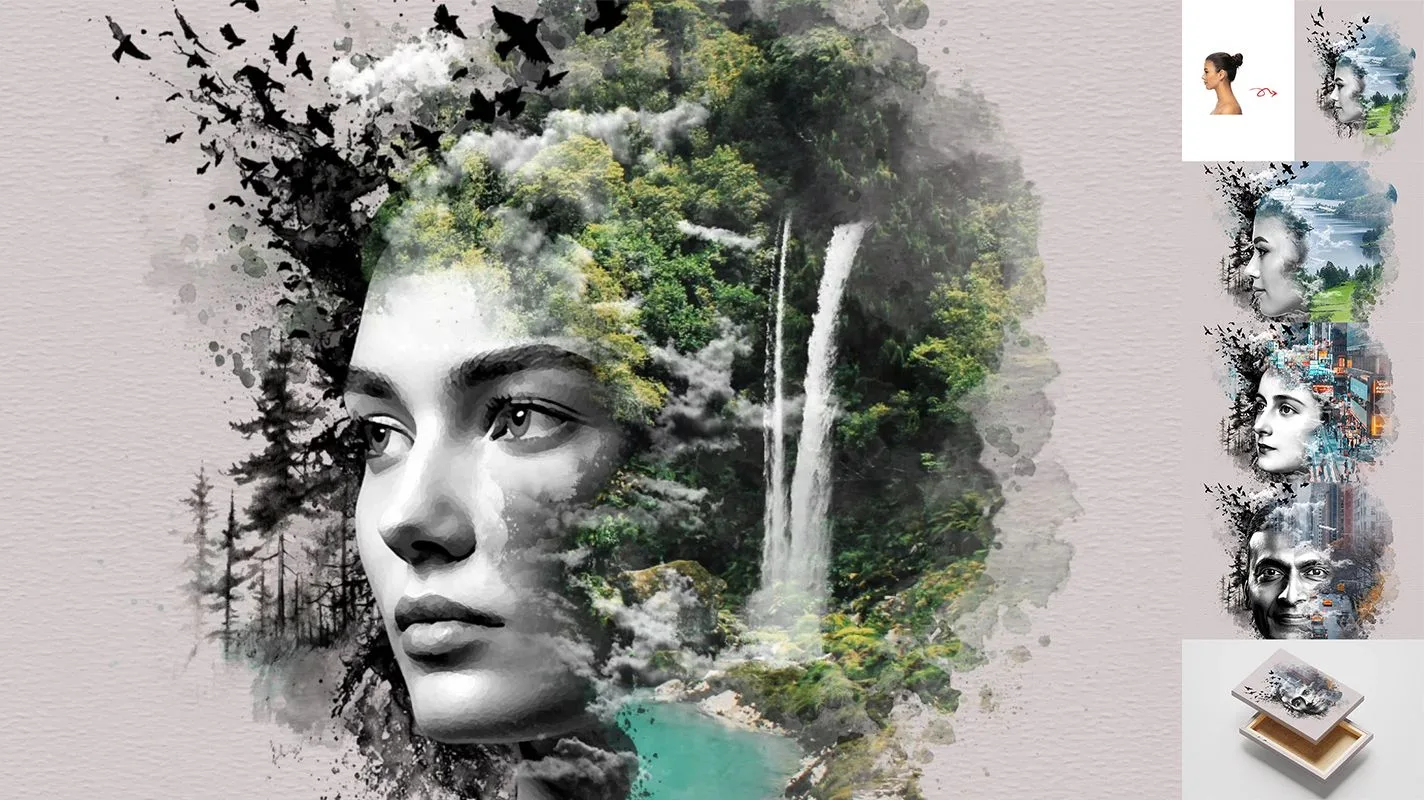 ► Эффект двойной экспозиции в акварельном стиле | Double Exposure Watercolor Photo Effect PSD

#free