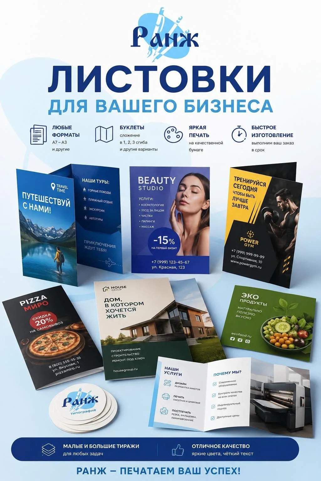 Листовки любых форматов для вашей рекламы: