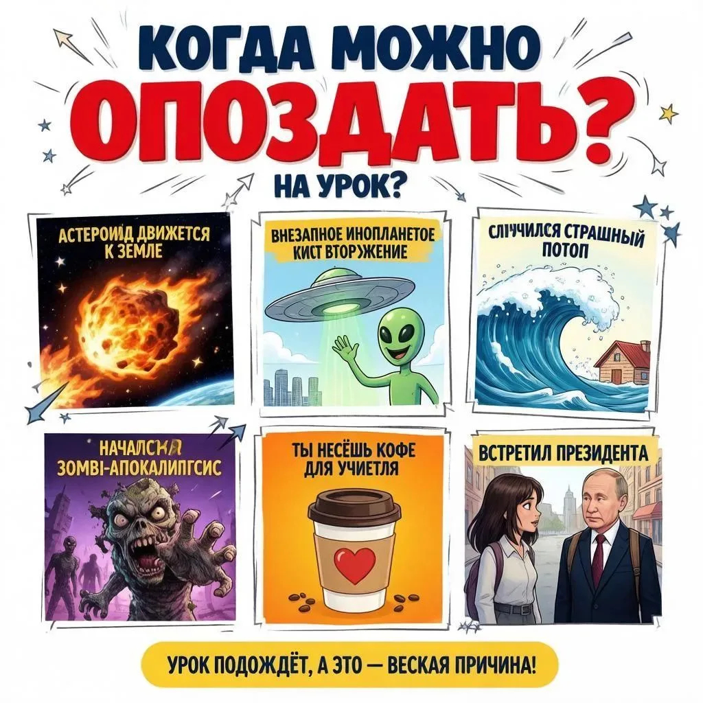 Объявляем школьный конкурс по созданию поста с помощью ИИ!!! "КОГДА МОЖНО ОПОЗДАТЬ НА У...