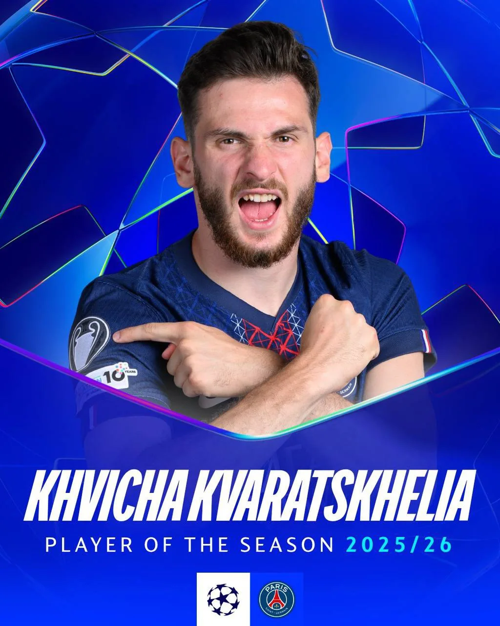 Хвича Кварацхелия признан лучшим игроком сезона в Лиге Чемпионов!