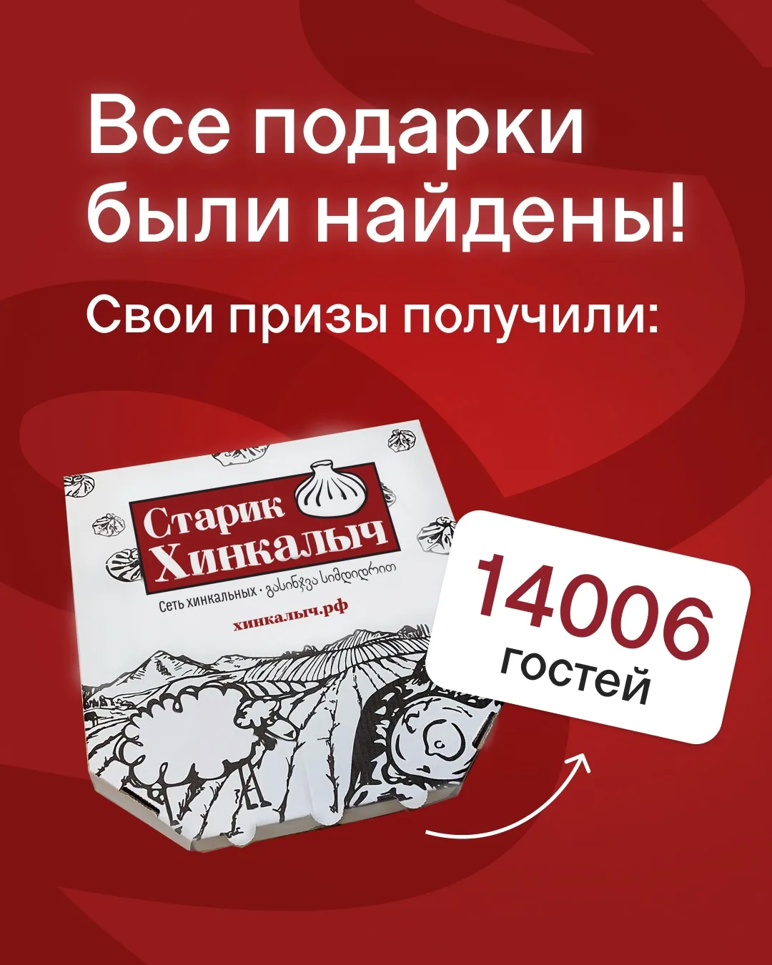 Акция «Подарок внутри» подошла к концу 🔥  Спасибо всем, кто принял участие! Стикерпаки, дюжины хинка