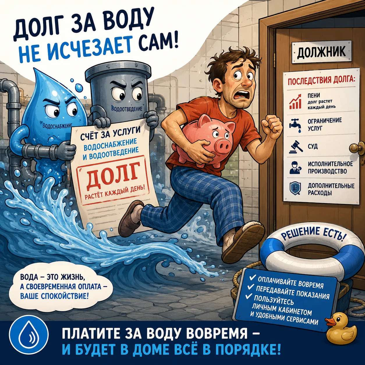 🌊 Летний зной и «горячие» долги: почему пора закрыть счета за воду? ☀️