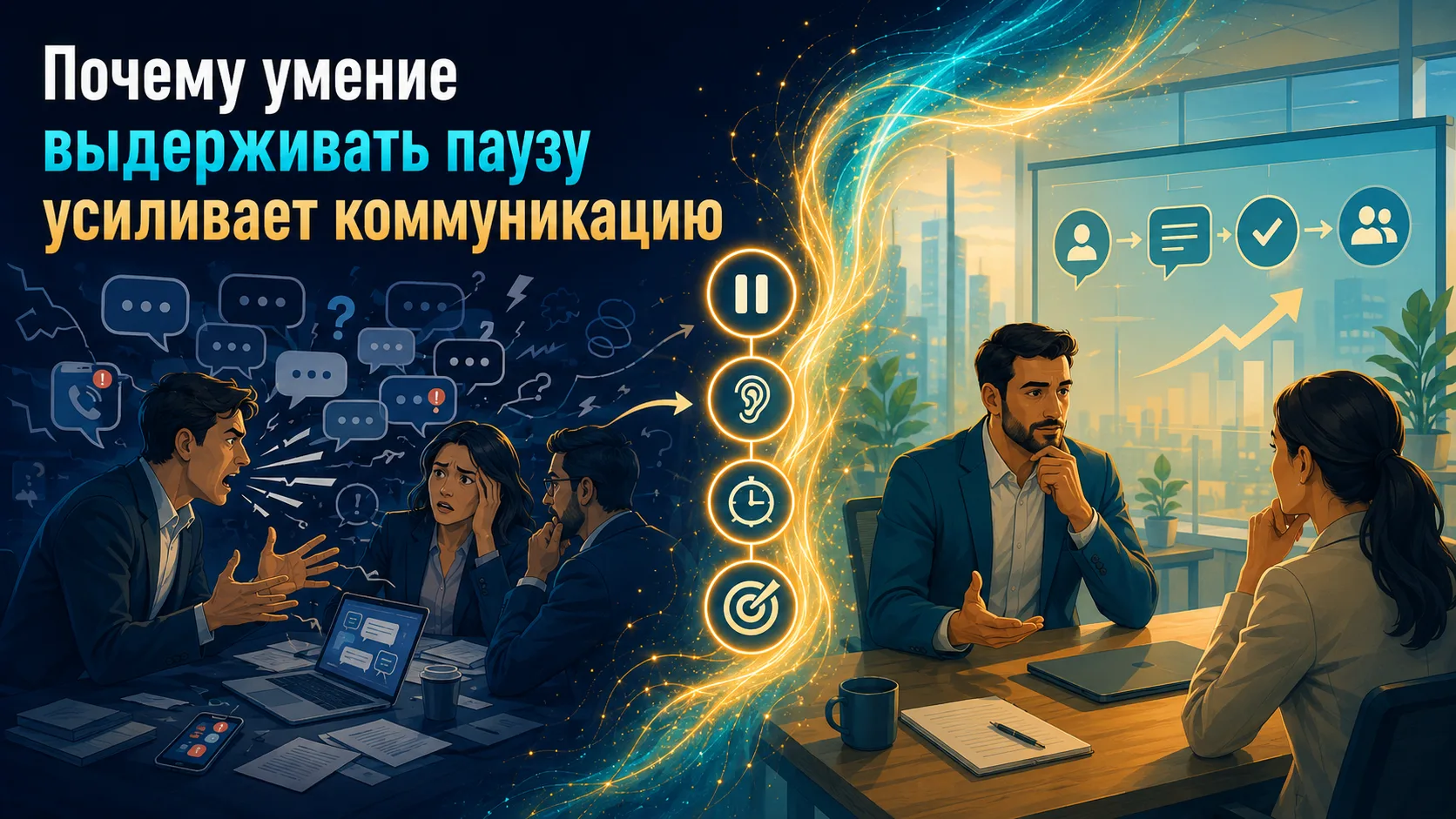 🎙️ Почему умение выдерживать паузу усиливает коммуникацию

В разговоре многие стараются отвечать бы