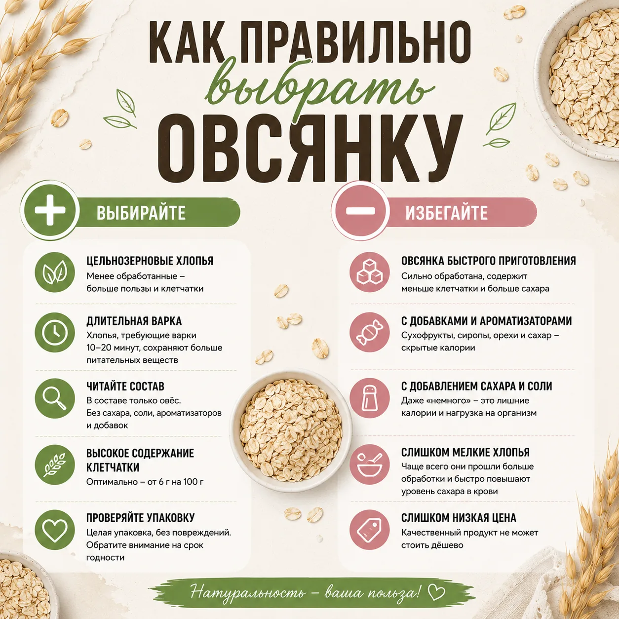 КАК ВЫБРАТЬ ПРАВИЛЬНУЮ ОВСЯНКУ?
