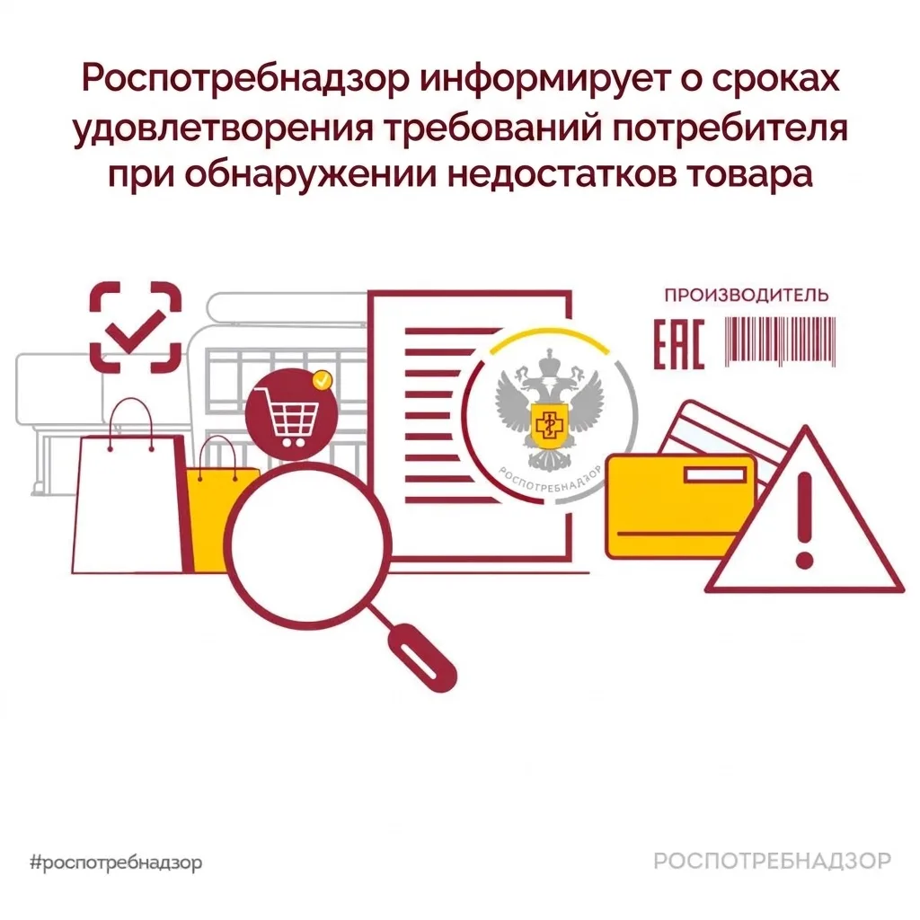 Сроки удовлетворения требований потребителя при обнаружении недостатков товара  ‼️ В случае обнаруже