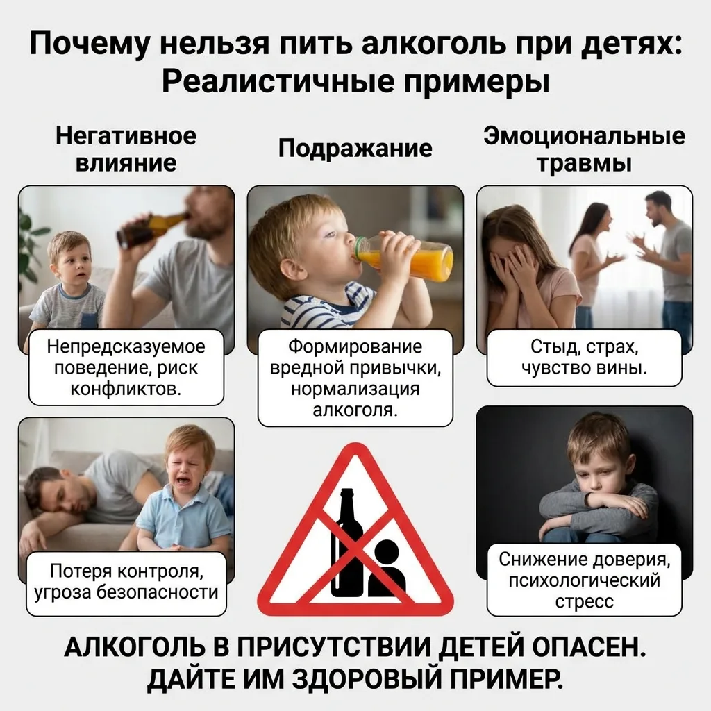🚫 Алкоголь и дети: почему важно избегать употребления спиртного в их присутствии