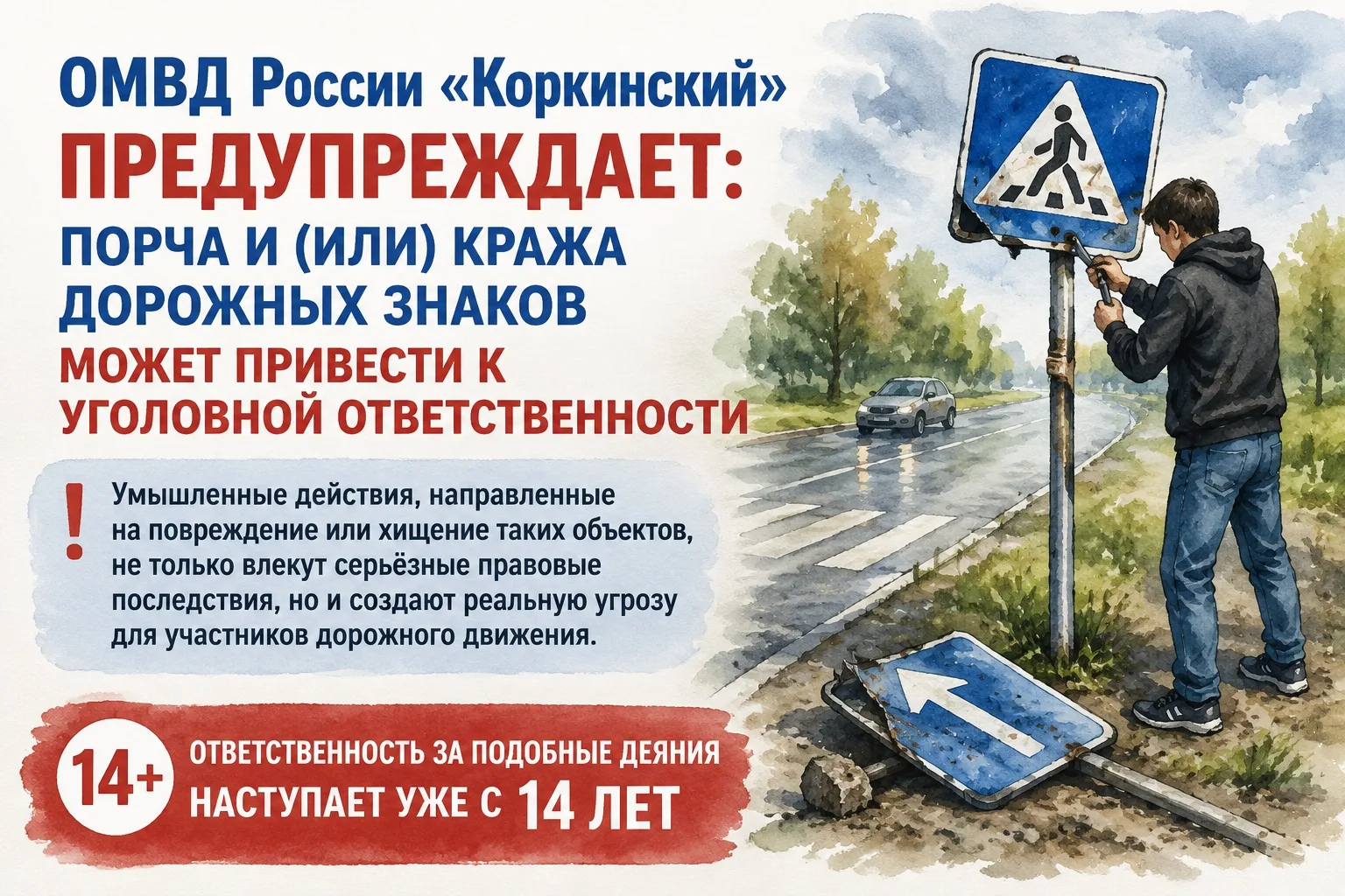 Ответственность за порчу и кражу дорожных знаков