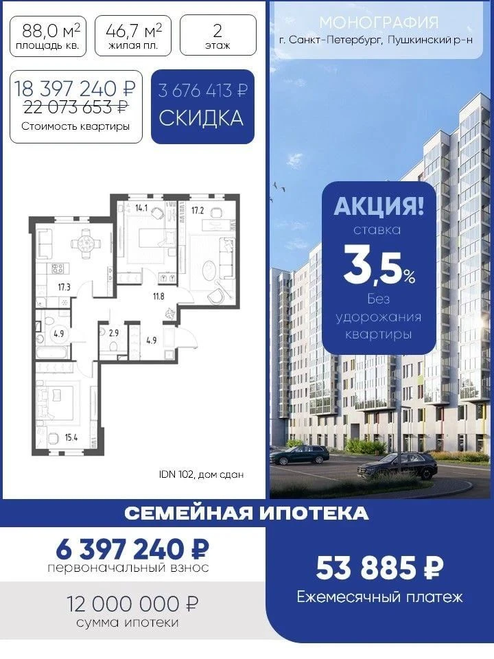 Семейная ипотека от 3,5%: квартиры, которые стоит посмотреть сейчас

📍Подобрала для вас несколько и