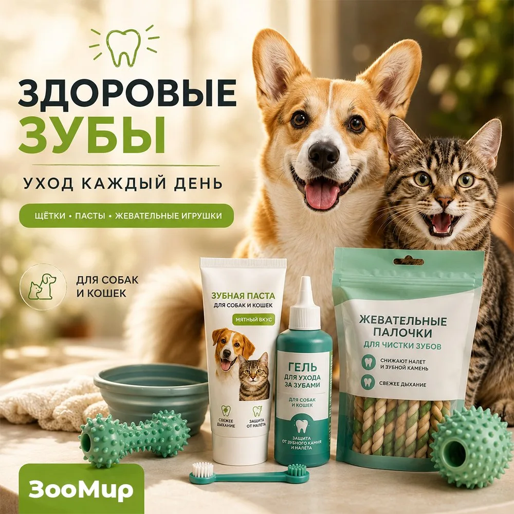 🦷 Знали ли вы, что за зубами питомцев тоже нужно ухаживать?