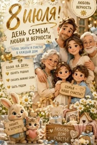 8 июля, — День семьи, любви и верности 🌼

Праздник родился из памяти о святых Петре и Февронии Муро