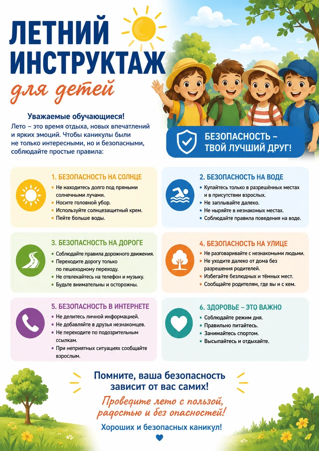 ☀️ Лето — время отдыха, новых впечатлений и ярких эмоций!

Уважаемые обучающиеся и родители!

Летние
