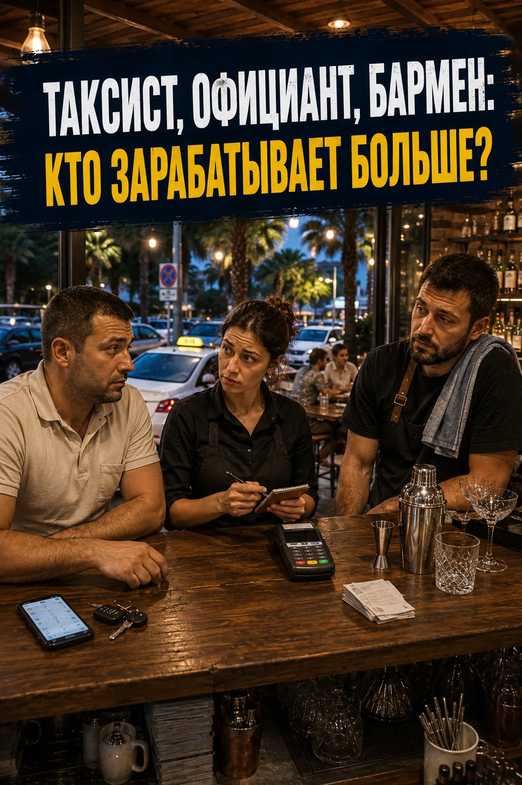 Кто летом в Сочи больше зарабатывает: таксист, официант или бармен?

Мы обзвонили знакомых таксистов