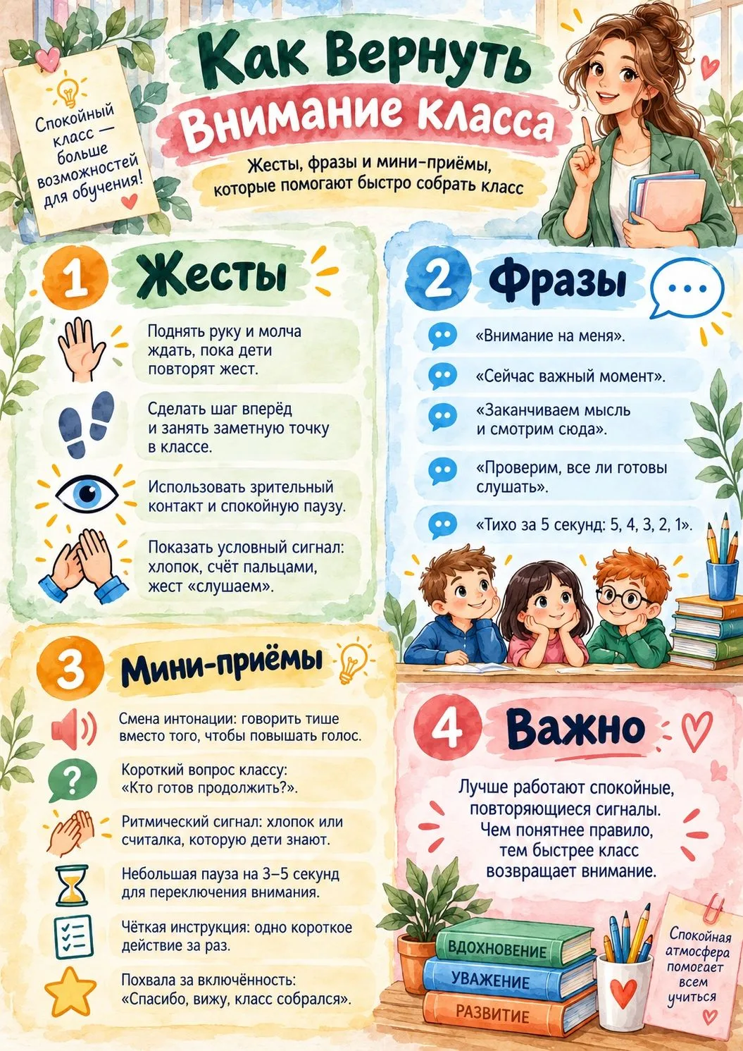 Как вернуть внимание класса за несколько секунд?