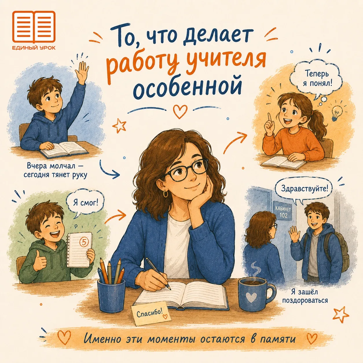 То, что делает работу учителя особенной

В педагогической профессии многое можно посчитать. Количест
