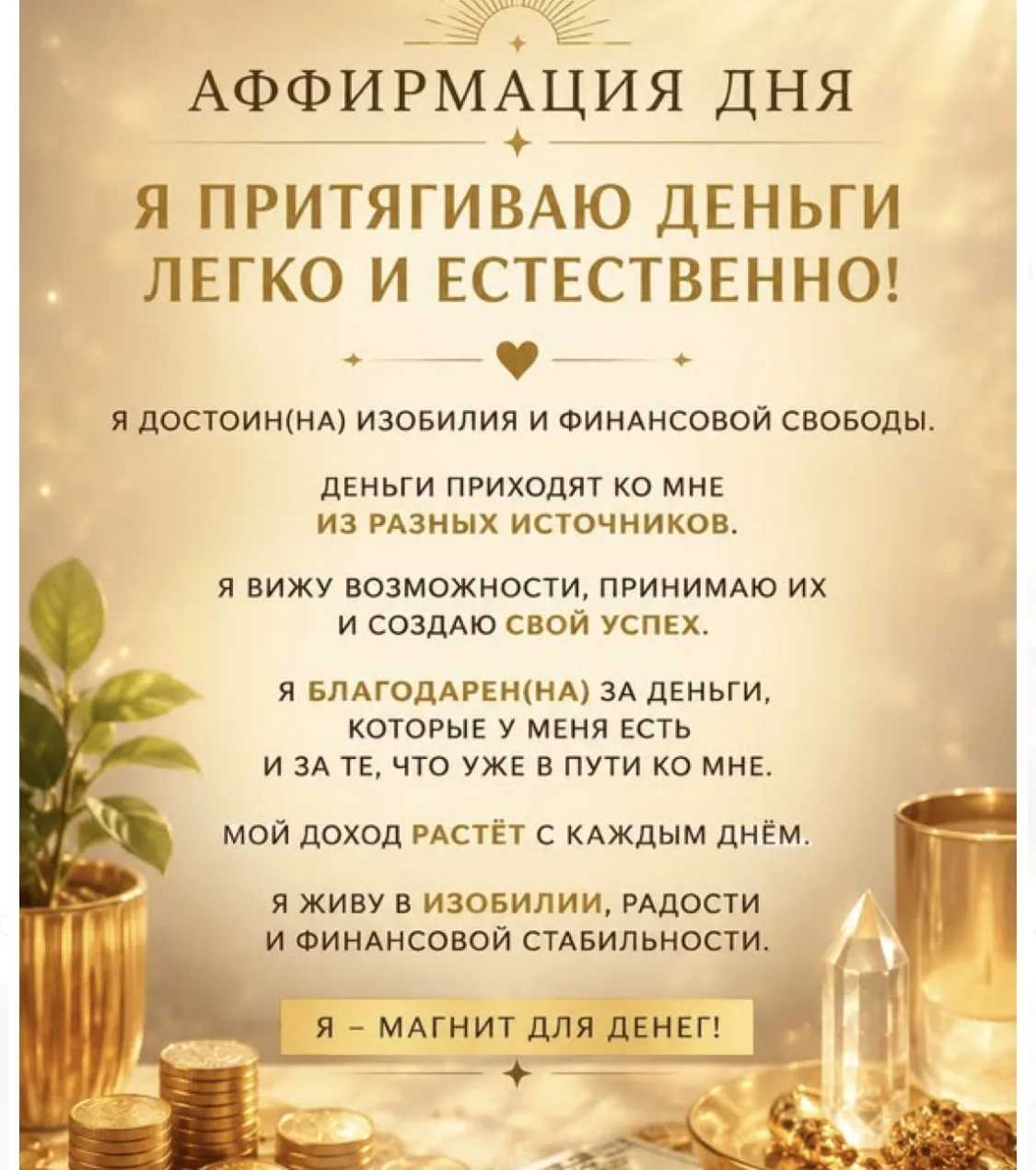 Просили аффирмации на материальный достаток - берем и притягиваем к себе финансы 🔆🌸