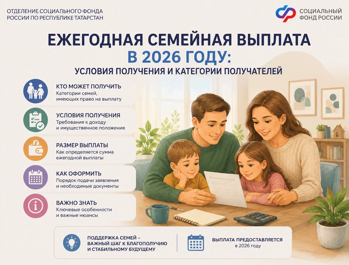 С 1 июня начнут принимать заявления на новую ежегодную семейную выплату для работающих ...