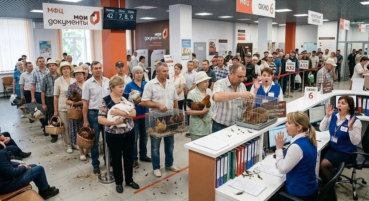 Хабарцев просят не приносить куриц в МФЦ для регистрации.