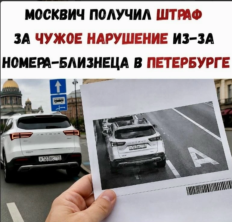 Жителю Москвы выписали штраф за чужое нарушение ПДД — его «двойник» по госномеру ездил ...
