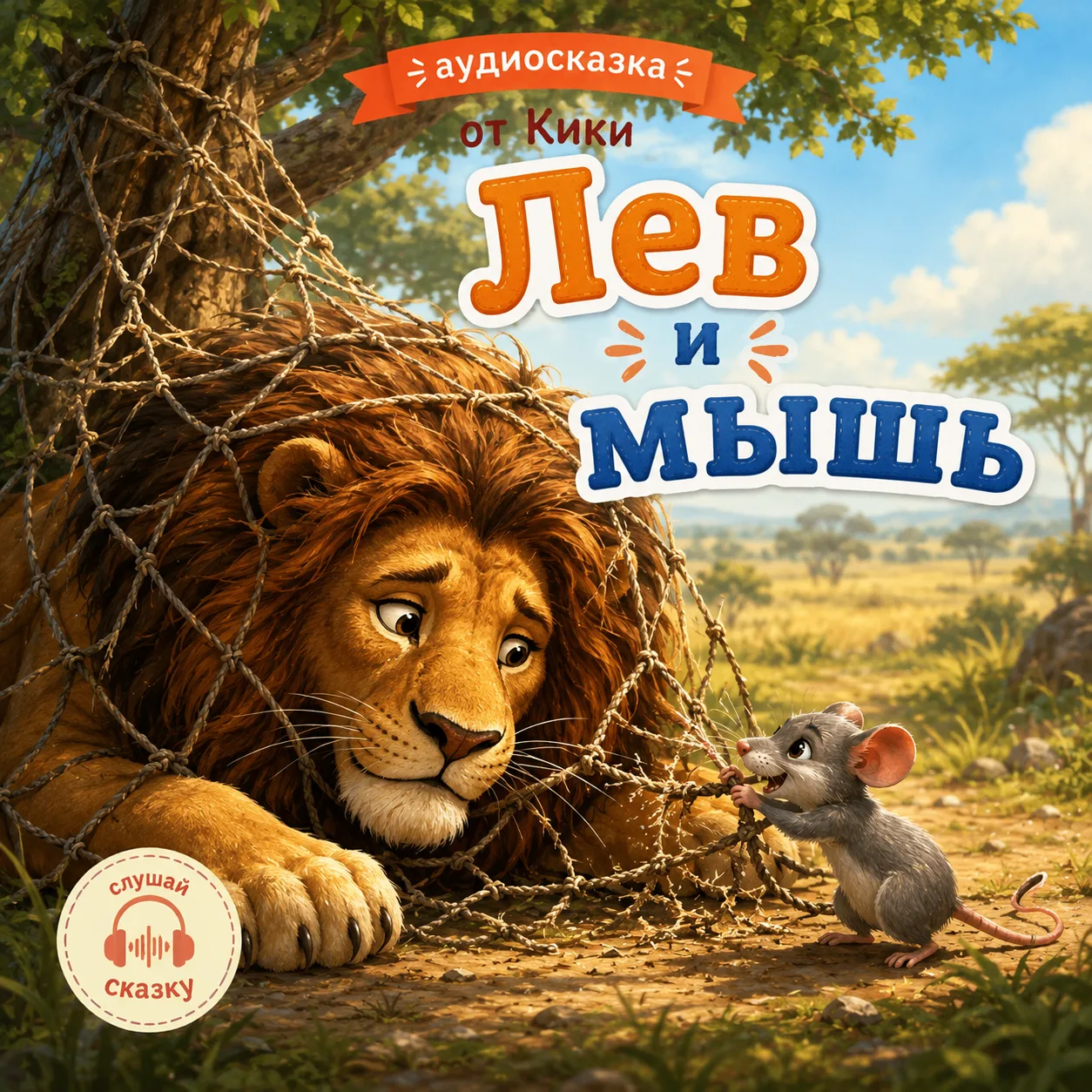 🎧 Новая сказка у Кики — «Лев и мышь»