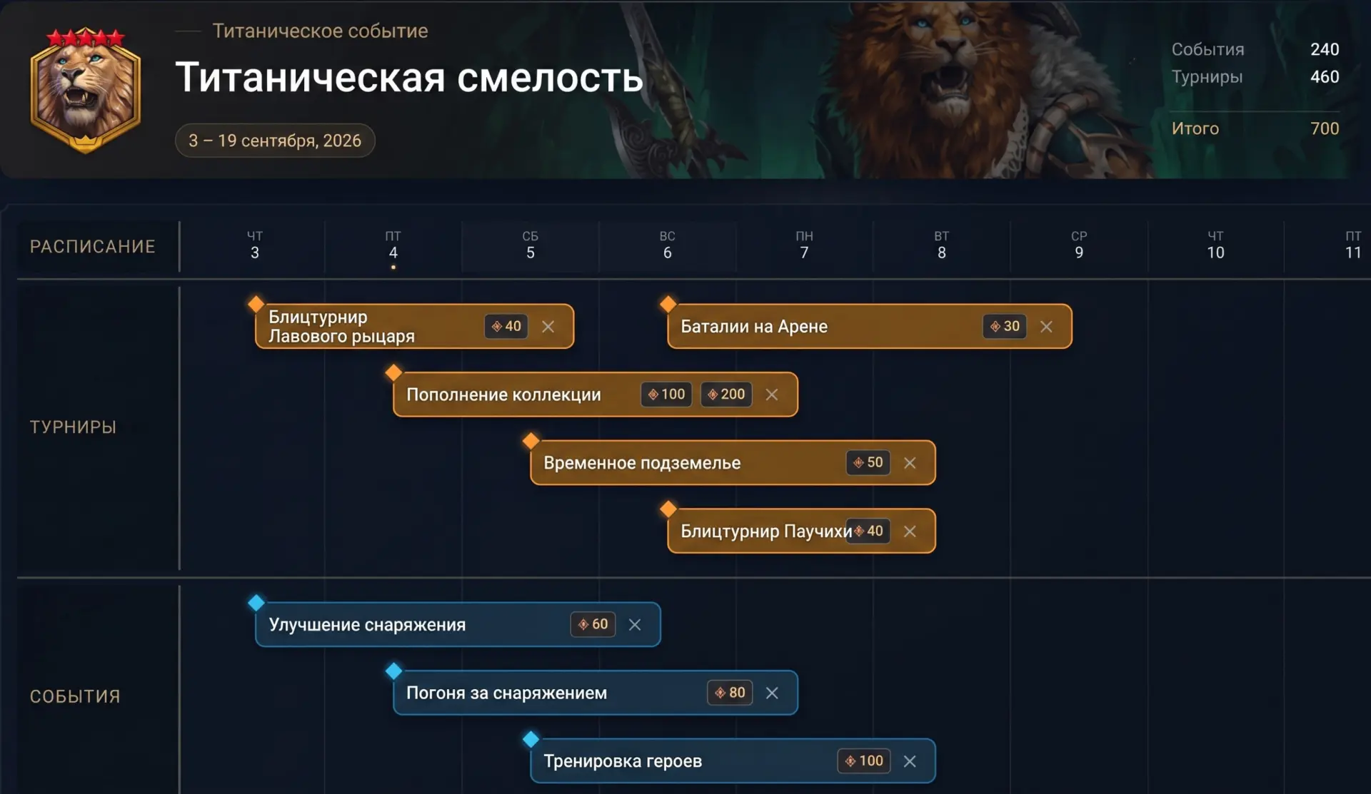 ⚡️Календарь 1 фазы Титанической смелости⚡️