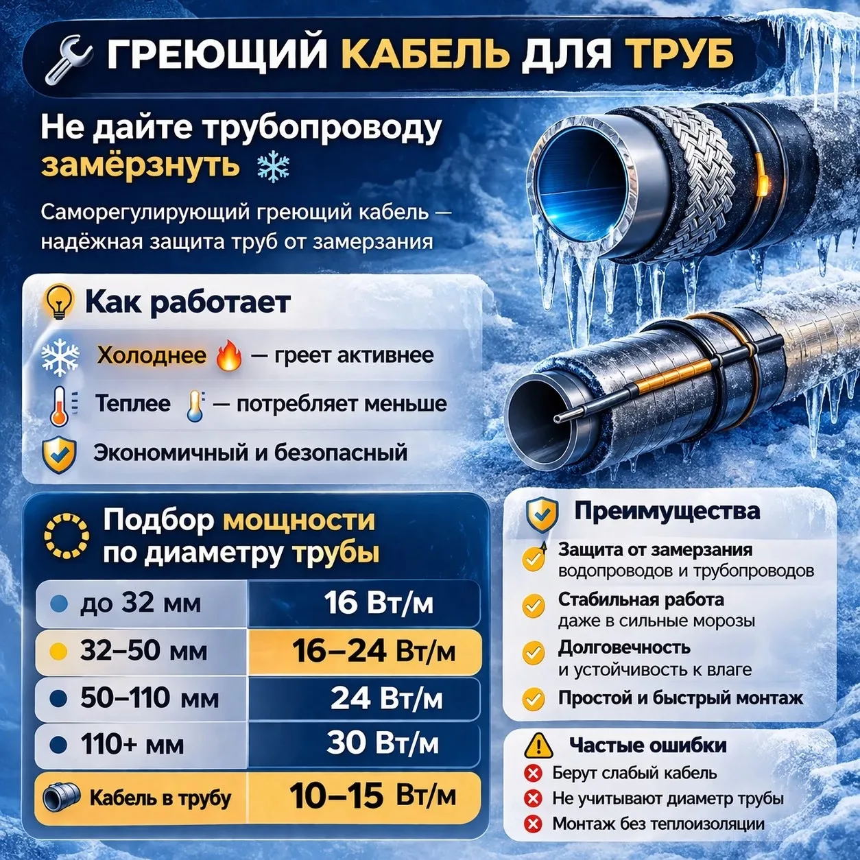 🔧 ГРЕЮЩИЙ КАБЕЛЬ ДЛЯ ТРУБ