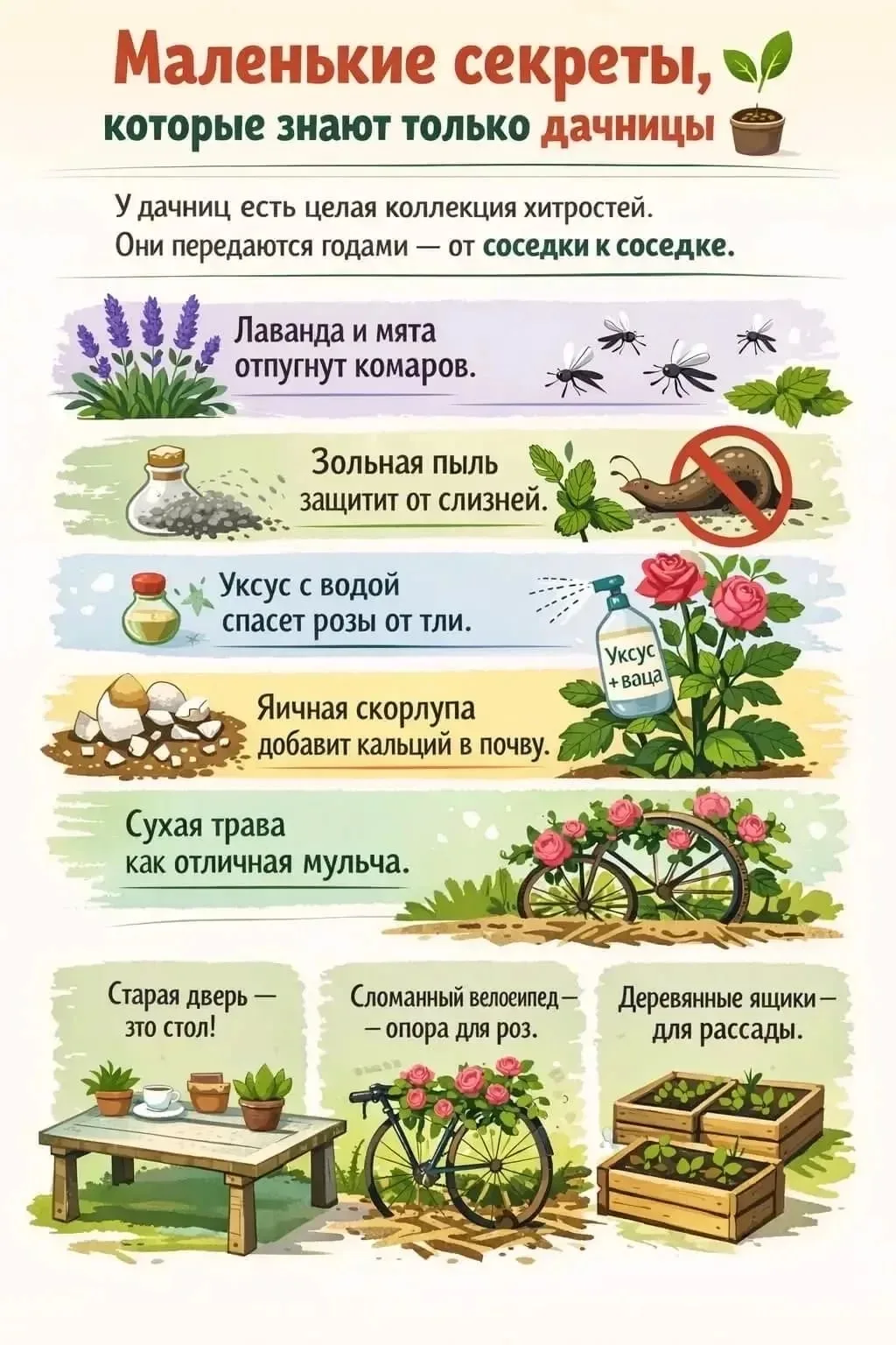 📌Копилка дачных хитростей: от соседки к соседке 🏡