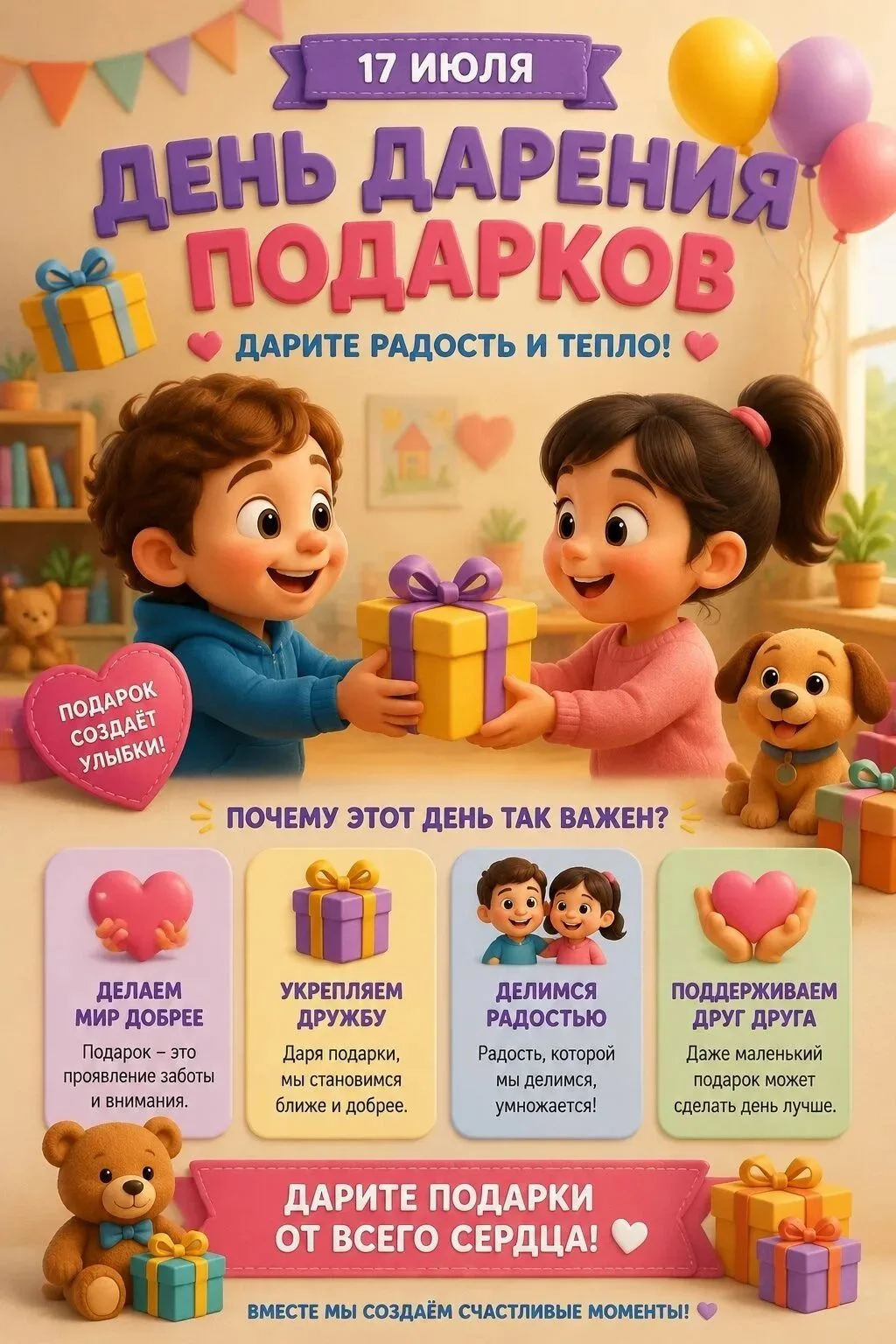 Сегодня, 17 июля, мы отмечаем День дарения подарков!