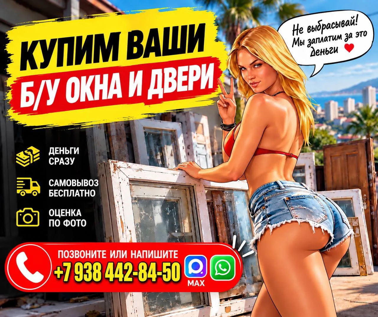 КУПИМ ВАШИ Б/У ОКНА И ДВЕРИ