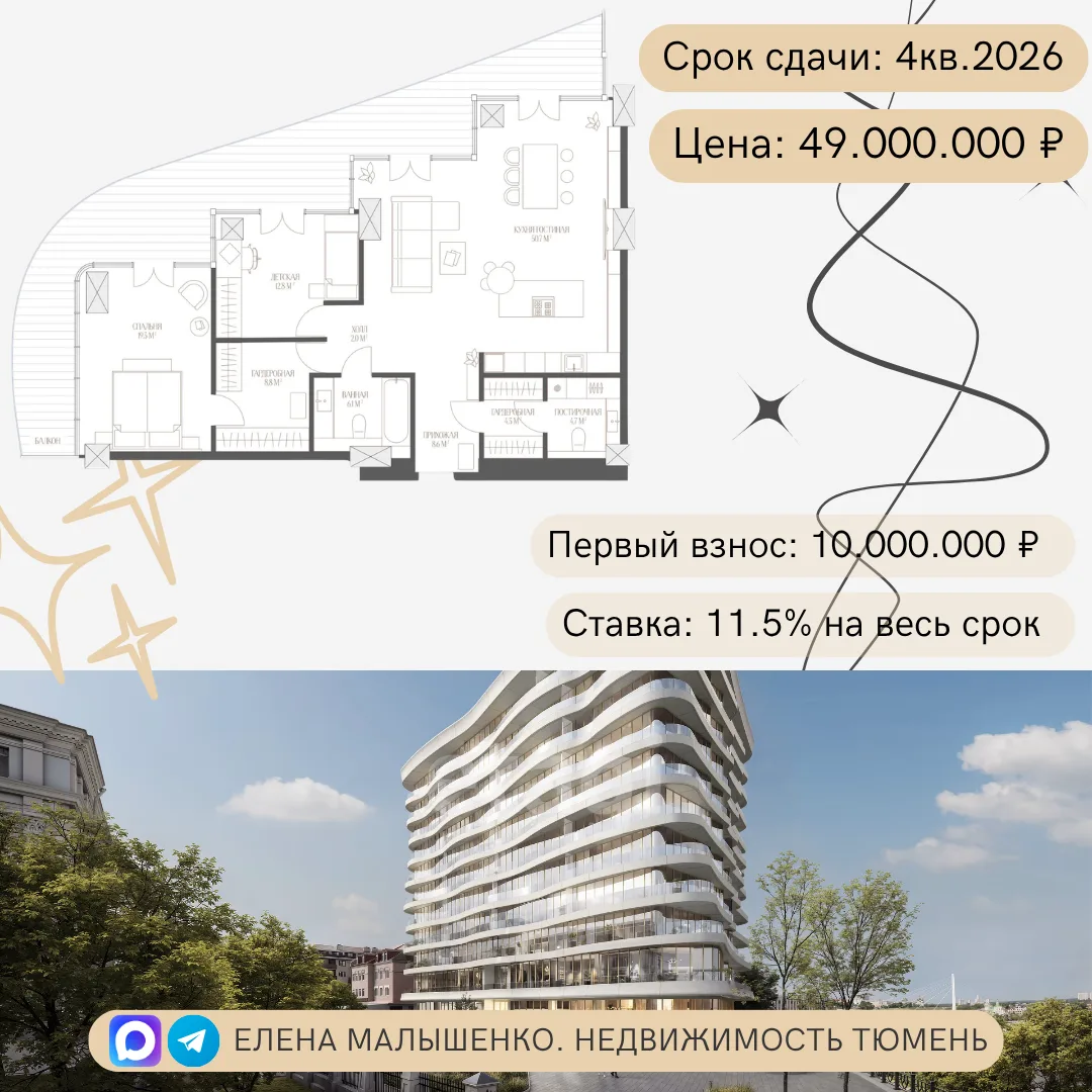 Последний видовой лот этой планировки на 2-м этаже в историческом центре Тюмени

Это редкий формат н