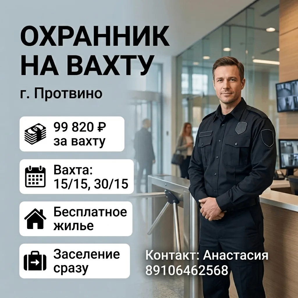 📢 Приглашаем сотрудников охраны на вахту !