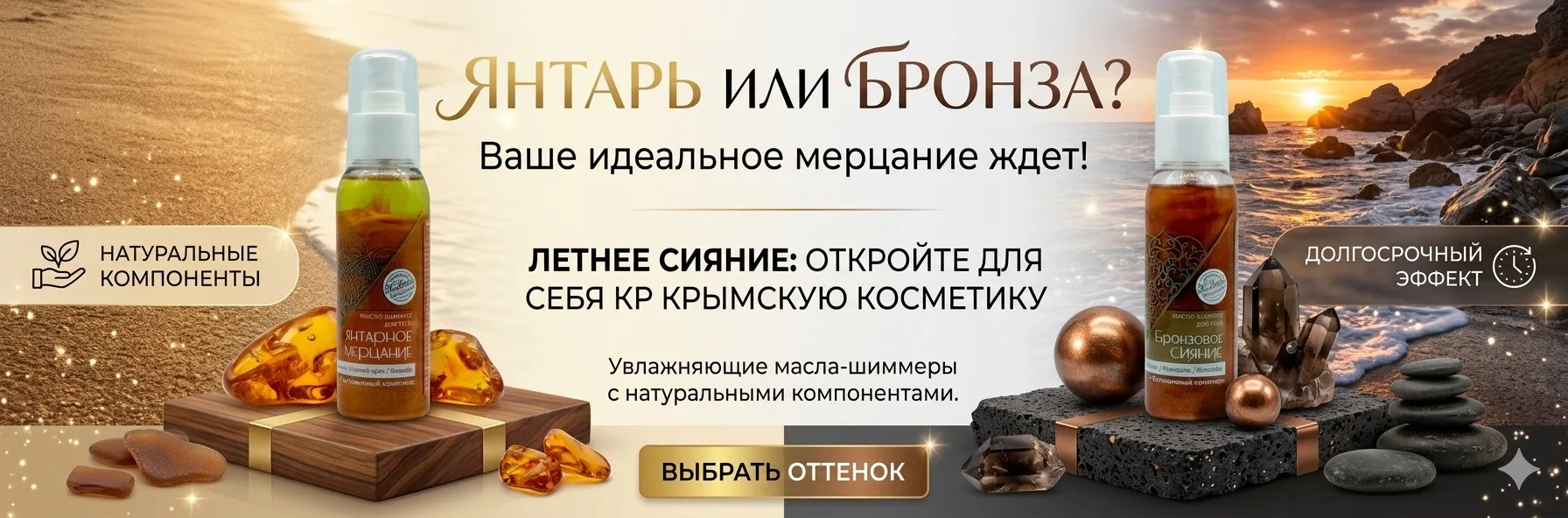 🧴 Новинка в Крым Эко Косметика: Масло-шиммеры для тела — питают маслами ши, кокоса, ми...